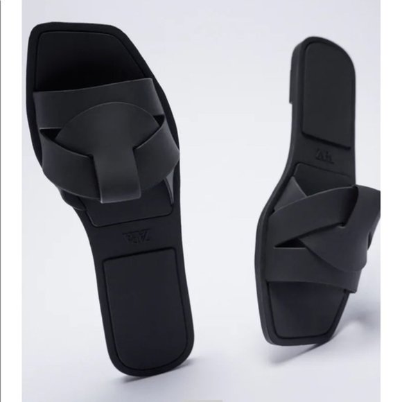 Zara Shoes - Zara Slide Sandals w/ Rubberized Crossover Straps